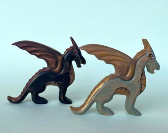 Dragon Wooden Toy, Handmade Dragon Figurine, Fantasy Figurine Statue, Organic Wooden Toys, Waldorf Toy