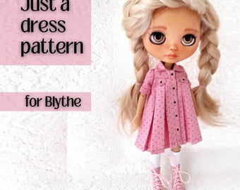 Pattern for a dress with pleats for Blythe dolls and others like her.