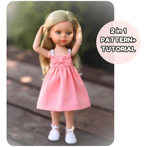 Sundress with bow sewing pattern and tutorial for Paola Reina 34 cm summer doll outfit