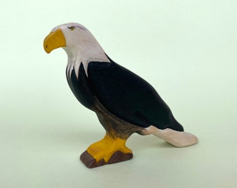 Bald Eagle Wooden Toy, Eagle Bird Toy, Waldorf Toy, Wooden Figure Bird, Handmade Bird Figurine