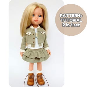 Tiered Skirt and Jacket 2 in1 sewing pattern and tutorial for Paola Reina 32 cm doll outfit