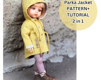 Parka Jacket sewing pattern and tutorial  for Paola Reina 34 cm doll outfit