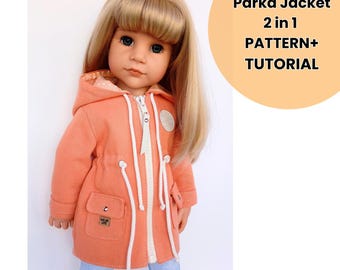 Parka Jacket sewing pattern and tutorial  for Gotz 50 cm doll casual clothing outfit