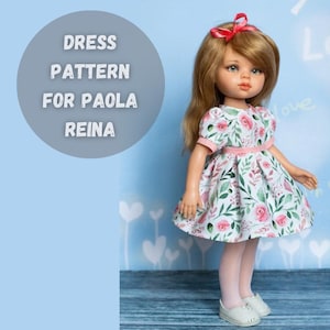 Pattern of an elegant dress for a Paola Reina doll.