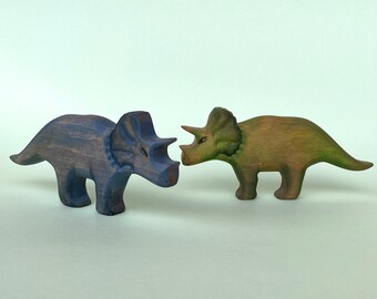 Wooden Dinosaur Toy Triceratops, Waldorf Toy, Handmade Dinosaur, Dino Toys, Triceratops Wooden Toy