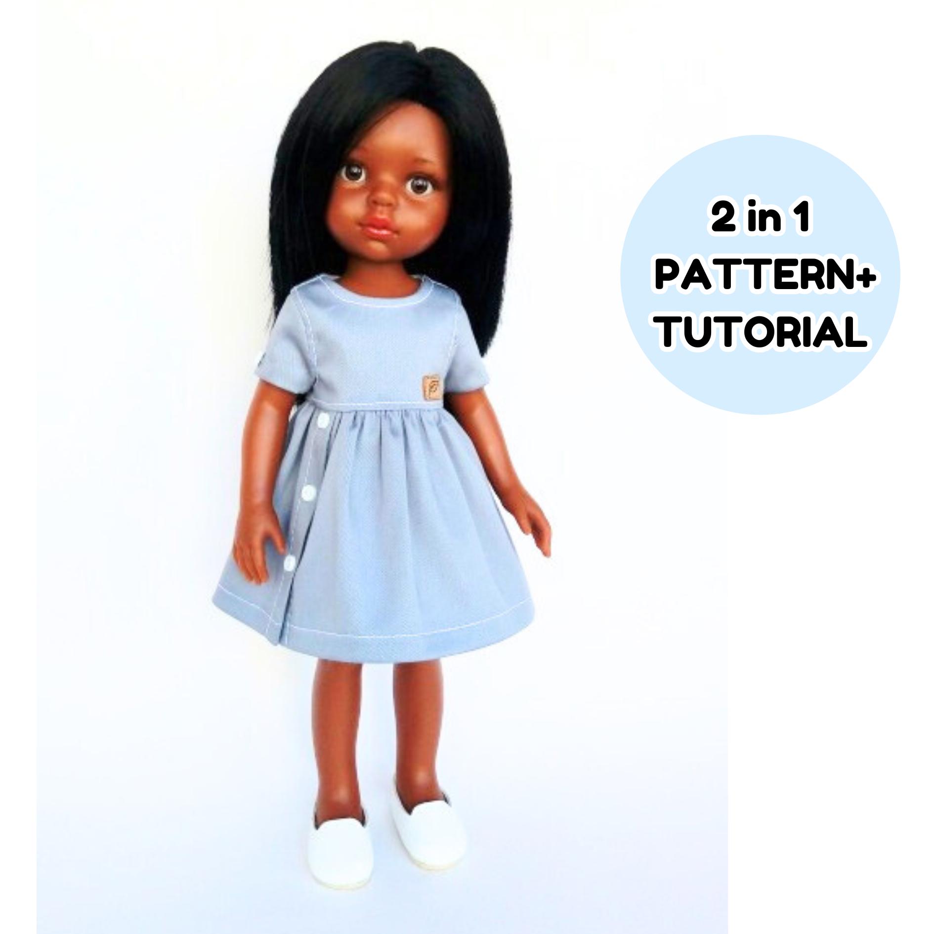 Dress short sleeve sewing pattern and tutorial for Paola Reina 32 cm summer doll outfit