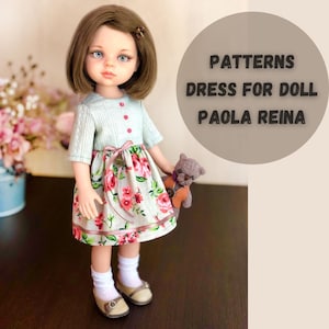 Pattern of an elegant dress for Paola Reina dolls.