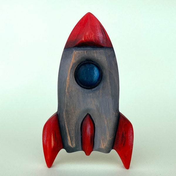 Spaceship Wooden Toy, Space Toys for Kids, Rocket Figurine, Cosmos Handmade toy, Space Shuttle Toys