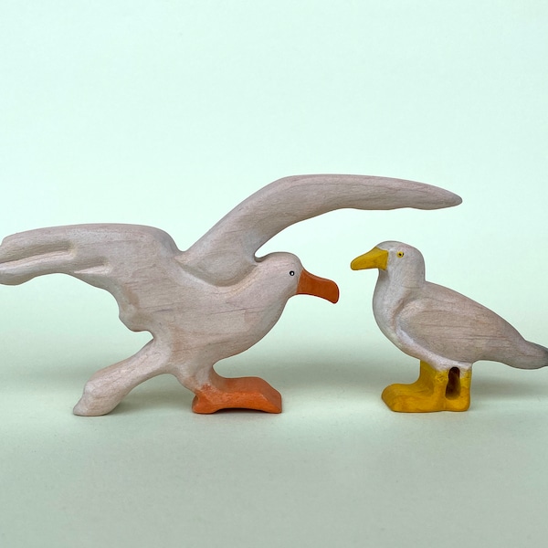 Seabirds Wooden Toy,  Seagull Albatross Toys, Wooden Waldorf Toy, Wooden Figure Bird, Handmade Bird Figurine