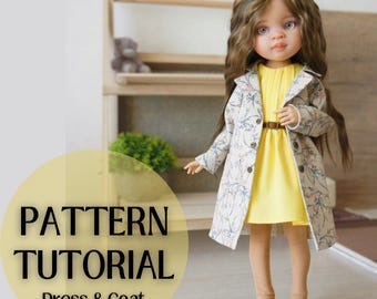 Pattern and tutorial for sewing a coat with a dresss for Paola Reina dolls.