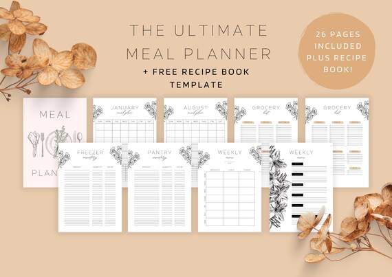 Meal Planner and Recipe Book Printable Monthly Meal Plan | Etsy