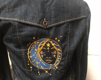Embroidered Denim Jacket - Etsy UK