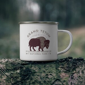 Grand Teton National Park Mug • 12 oz Retro Camping Coffee Mug • Lightweight & Durable Enamel
