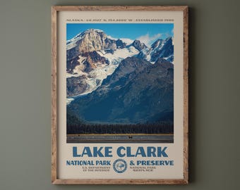 Lake Clark National Park & Preserve Poster • Retro NPS Print • Nature Photography Fine Art • Vintage National Park Design • Alaska Photo