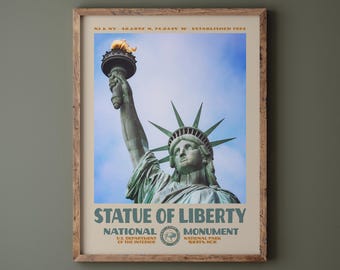Statue of Liberty National Monument Poster • Retro NPS Print • Nature Photography Fine Art • Vintage National Park Design • New York Photo