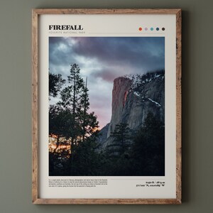 Firefall Yosemite National Park Poster • Hochwertiger Fine Art Print • Matte Oberfläche • Modernes Wohndekor • Natur Landschaftsfotografie