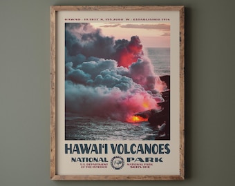 Hawaii Volcanoes National Park Poster • Retro NPS Print • Nature Photography Fine Art • Vintage National Park Design • Hawai'i Volcano Photo