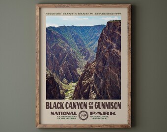 Black Canyon of the Gunnison National Park Poster • Retro NPS Print • Nature Photography Fine Art • Vintage National Park Design • Colorado