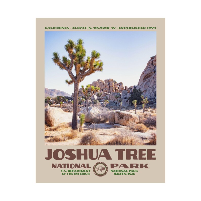 Joshua Tree National Park Poster • Retro NPS Print • Nature Photography Fine Art • Home Decor • Vintage National Park • California Desert image 11