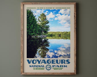 Voyageurs National Park Poster • Retro NPS Print • Nature Photography Fine Art • Vintage National Park Design • Minnesota Photo