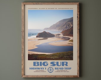 Big Sur Highway 1 Road Trip Poster • Retro NPS Print • Nature Photography Fine Art • Vintage National Park Design • Central California Coast