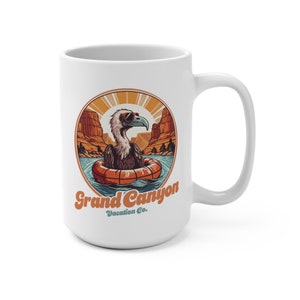 Grand Canyon National Park Mug • Tall 15 oz Ceramic Coffee Mug • Large 4-Finger Handle • Retro Grand Canyon Vacation Co Design