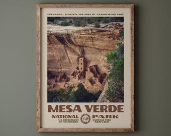 Mesa Verde National Park Poster • Retro NPS Print • Nature Photography Fine Art • Vintage National Park Design • Colorado Photo