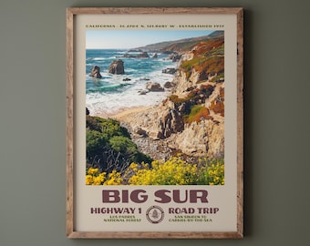 Big Sur Highway 1 Road Trip Poster • Retro NPS Print • Nature Photography Fine Art • Vintage National Park Design • Garrapata State Park
