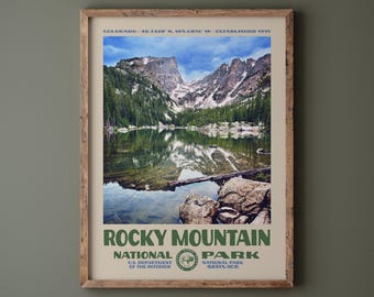 Rocky Mountain National Park Poster • Retro NPS Rockies Print • Real Photo • Nature Photography Fine Art • Vintage Home Decor • Rockies