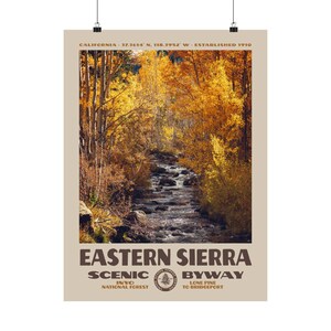 Eastern Sierra Scenic Byway Poster • Retro NPS Print • Nature Photography Fine Art • Vintage National Park Design • Bishop Creek Fall Colors image 10