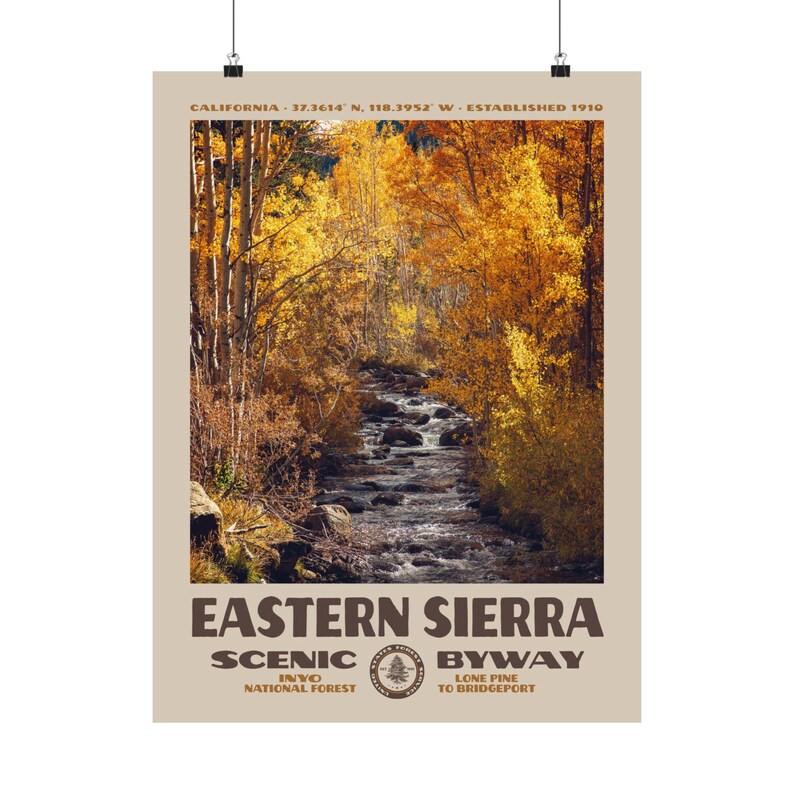 Eastern Sierra Scenic Byway Poster • Retro NPS Print • Nature Photography Fine Art • Vintage National Park Design • Bishop Creek Fall Colors image 10