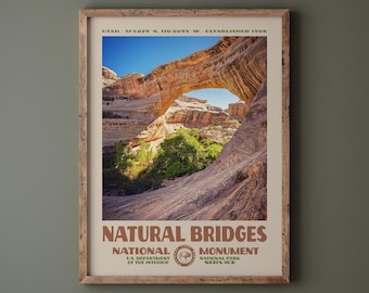Natural Bridges National Monument Poster • Retro NPS Print • Nature Photography Fine Art • Vintage National Park Design • Utah Photo