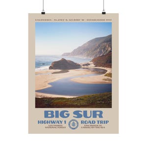 Big Sur Highway 1 Road Trip Poster • Retro NPS Print • Nature Photography Fine Art • Vintage National Park Design • Central California Coast image 10