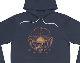 Grand Canyon National Park Hooded Sweatshirt for Men & Women • Unisex Sponge Fleece Pullover Hoodie • Navy Blue • Retro Arizona Design
