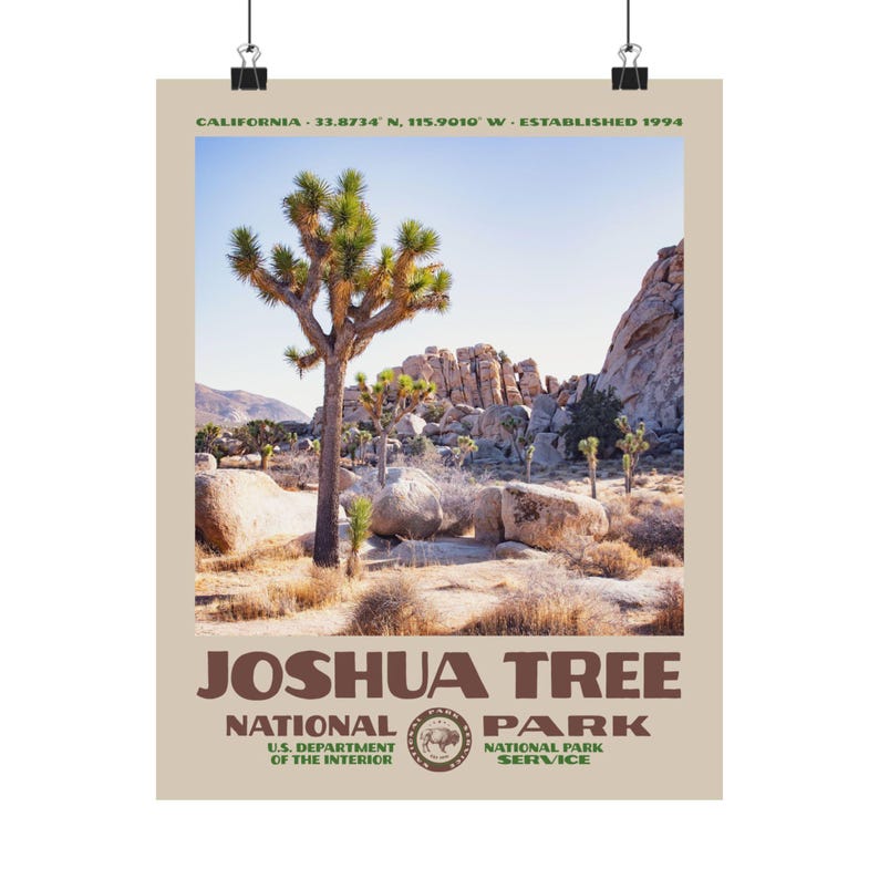 Joshua Tree National Park Poster • Retro NPS Print • Nature Photography Fine Art • Home Decor • Vintage National Park • California Desert image 10