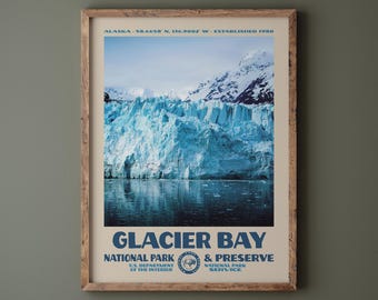 Glacier Bay National Park Poster • Retro NPS Print • Nature Photography Fine Art • Vintage National Park Design • Alaska Cruise Photo