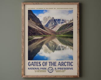 Gates of the Arctic National Park & Preserve Poster • Retro NPS Print • Nature Photography Fine Art • Vintage National Park Design • Alaska
