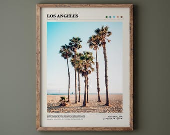 Los Angeles Santa Monica Beach Poster • LA Palm Trees Photo • Premium Quality Fine Art Print • Home Decor • Southern California Photography