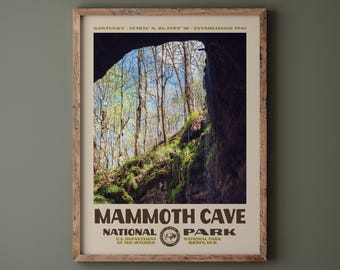Mammoth Cave National Park Poster • Retro NPS Print • Nature Photography Fine Art • Vintage National Park Design • Kentucky Photo
