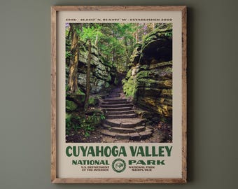 Cuyahoga Valley National Park Poster • Retro NPS Print • Nature Photography Fine Art • Vintage National Park Design • Ledges Trail Photo
