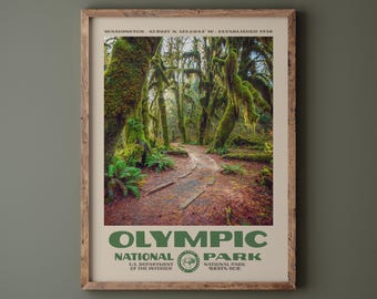 INSTANT DOWNLOAD • Olympic National Park Poster • Retro NPS Print • Nature Photography Fine Art • Vintage Park Design • Pacific Northwest