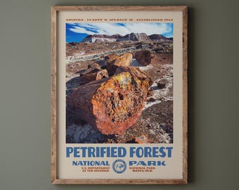 Petrified Forest National Park Poster • Retro NPS Print • Nature Photography Fine Art • Vintage National Park Design • Arizona Photo