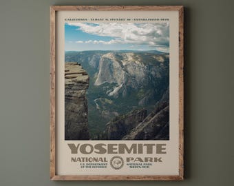 Yosemite National Park Poster • Retro NPS Print • Nature Photography Fine Art • Home Decor • Vintage National Park Design • El Capitan Photo