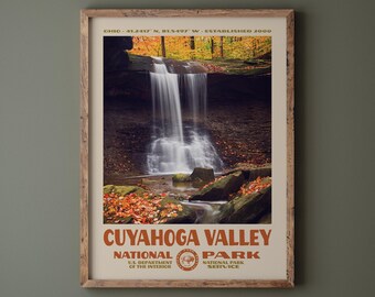 Cuyahoga Valley National Park Poster • Retro NPS Print • Nature Photography Fine Art • Vintage National Park Design • Ohio Fall Colors Photo