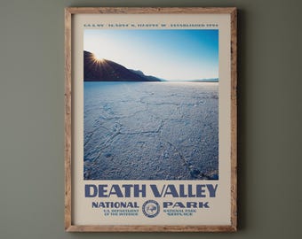 Death Valley National Park Poster • Retro NPS Print • Nature Photography Fine Art • Vintage National Park Design • Badwater Basin Photo