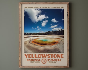 INSTANT DOWNLOAD • Yellowstone National Park Poster • Retro NPS Print • Nature Photography Fine Art • Modern Home Decor • Vintage Design