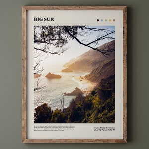 Poster Big Sur • Coucher de soleil californien • Impression d'art de qualité supérieure • Fini mat • Décoration d'intérieur moderne • Photographie de paysage naturel