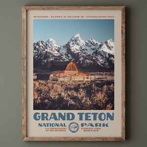 Grand Teton Nationalpark Poster • Retro NPS Druck • Natur Fotografie Fine Art • Modernes Wohndekor • Vintage Nationalpark Design • Tetons