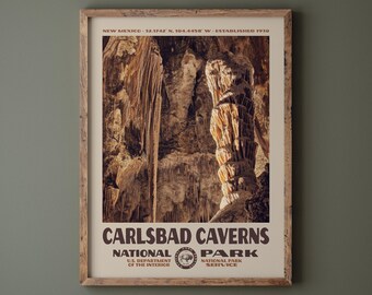 Carlsbad Caverns National Park Poster • Retro NPS Print • Nature Photography Fine Art • Vintage National Park Design • New Mexico Photo