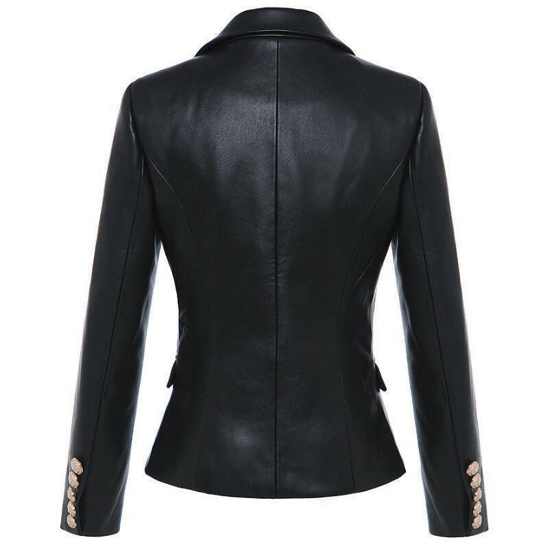 Kim Kardashian Double Breasted Leather Jacket Womens Stylish - Etsy